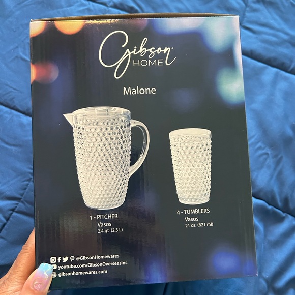 GIBSON HOME • Plastic 5 Piece Pitcher Set • Clear • - Picture 3 of 5